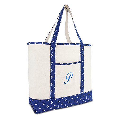 DALIX Large Tote Bag Shoulder Bags Personalized Gifts Ballent Blue Anchor P