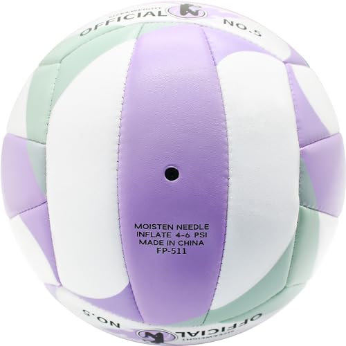 Fantecia Size 5 Volleyball with Pump, Soft Leather Beach Volleyball for Indoor Outdoor Play Volleyball Gift for Girls, Youth, Adults, Volleyball
