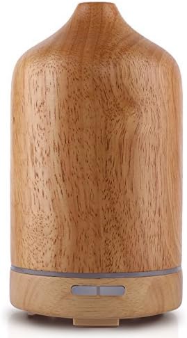 Bbymie Real Wood Aromatherapy Essential Oil Diffuser Stress Relief 100ML Bedroom Ultrasomic Electric Humidifier (Pale Brown) …