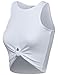 BEKDO Womens Solid Ribbed Jersey Trendy Racerback Crop Tank Top-S-WHITE