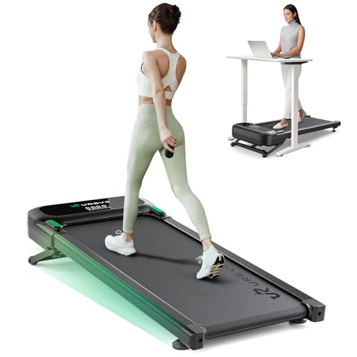UREVO Smart Walking Pad Treadmill,9% Auto Incline, Quiet Operation, 2.5HP Dual Brushless Motorized, Standing Desk Treadmill, AI App with World Tour & HIIT, 12-Point Shock Absorption, Immersive Hiking