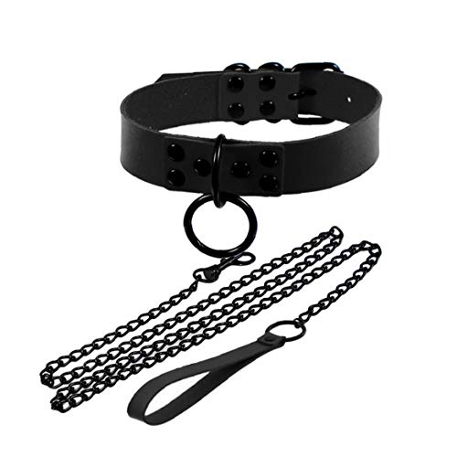 Berrywho-Cuoio-Sexy-Girocollo-Collana-Gothic-Rock-Choker-Regolabile-Harness-Gotica-per-Le-Donne-Gli-Uomini-Black