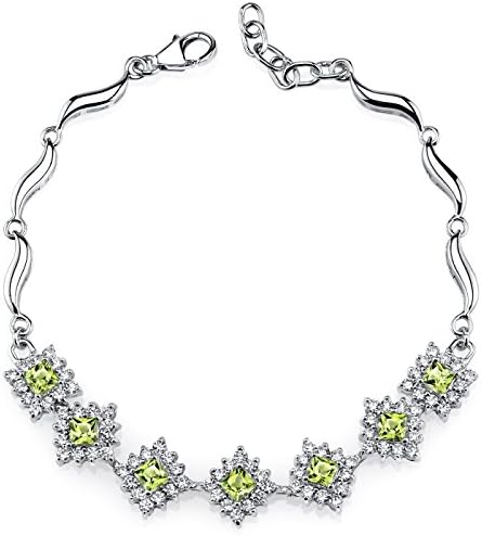 ペリドットクラスタブレスレットスターリングシルバーロジウムニッケル仕上げ2 50カラット 評価