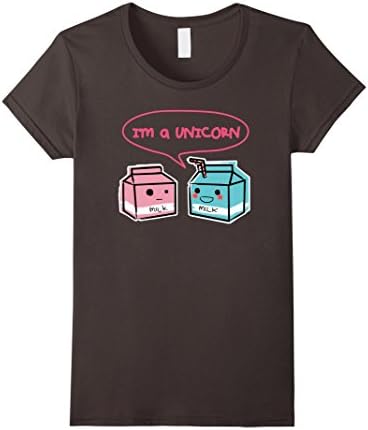 Women's Funny Unicorn Shirt, Cute Milk Carton, Kawaii by Zany Brainy Large Asphalt