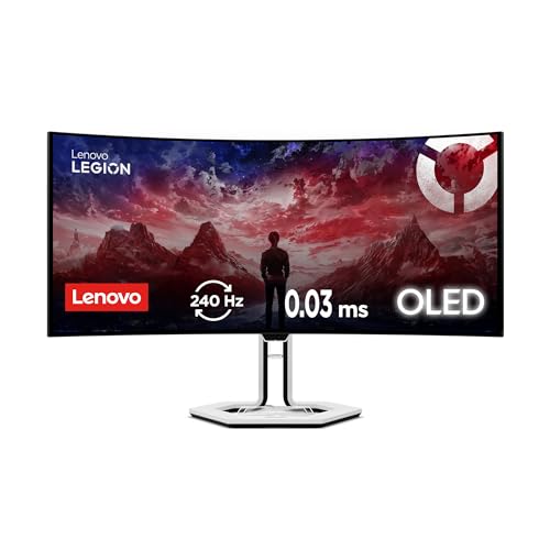 Legion Pro 34WD-10 – Monitor Curvo Gaming WQHD 34" OLED (240 Hz, 0.03 ms MPRT, 21:9, HDMI 2.1 + DP 1.4, AMD FreeSync Premium Pro, VESA 100 x 100 mm) Soporte Inclinación/Altura/Giro – Blanco