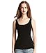 L&R Women's Modal-Spandex Ribbed Stretch Scoop Neck Tank Top,Small,Black