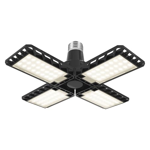 OSRAM Highbay Blade Deckenlampe in Schwarz, Kunststoff, mit verstellbaren Lichtflügeln, bietet 23 W bzw. 2350 lm in Neutralweiß mit 4000 K, E27 Schraubgewinde, 231 mm Durchmesser, IP20 7