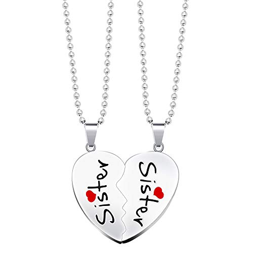 Paris Selection Sister & Sister 2 Piece Matching Magnetic Set of Split Hearts Necklace