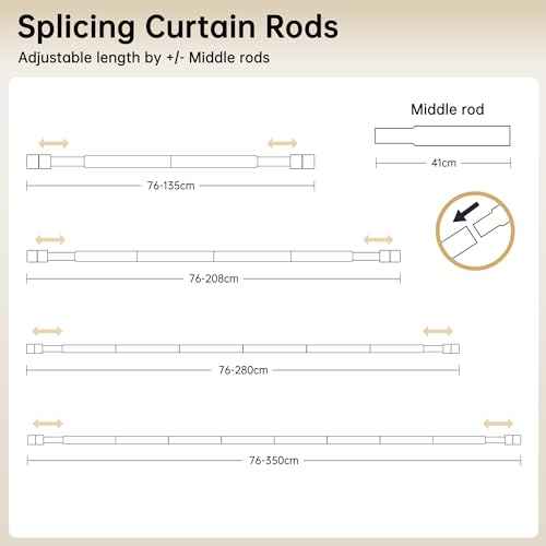 30-110" Extendable Curtain Rods, 3/4" Diameter 19mm, Adjustable Curtain Rod with Wood Grain Finials, Elegant Decorative Rods for Bedroom