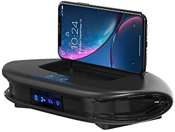Car Air Purifier with True HEPA Filter Odor Allergies Eliminator for Smoke,Dust,Mold,and More Air Purifier for car with Mobile Phone Holder with Solar Charging Negative ion Purification(Black)