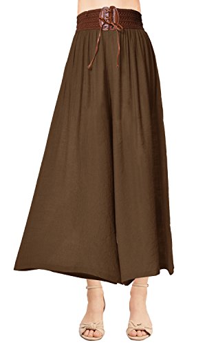 Palazzo Pants with Unique Sash Belt (Brown, Small/Medium) Palazzo Pants with Unique Sash Belt (Brown, Small/Medium)