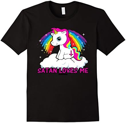 Mens Satan Loves Me Shirt, Funny Satanic Shirts Offensive Tshirts 3XL Black