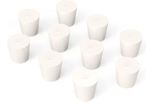 BorinGlass Solid Rubber Stoppers, 10 Pack 5# - 30mm(1.18in) x 22mm(0.87in) Diameter - 29mm(1.14in) Length - White Tapered Lab