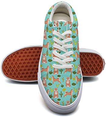 Milr Gile Akita Dog Cacuts Print Sneaker Flat Canvas Shoes For Womens Stylish