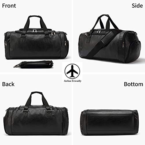 Travel Duffel Bag Leather with Shoe Compartment for Overnight Business Carry on Bag 7 Travel Duffel Bag Leather with Shoe Compartment for Overnight Business Carry on Bag