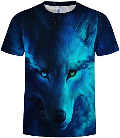 Men Short Sleeve 3D Wolf Head Printed Round Neck T-Shirt Summer Autumn Casual Pattern Top Tees S-6XL