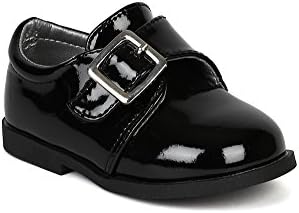 Auston AH59 Leatherette Velcro Buckle Strap Dress Church Shoe (Infant / Baby Boy) - Black (Size: Toddler 7)