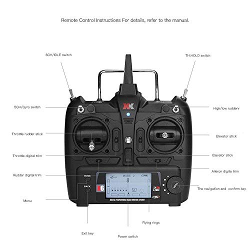 GRTVF 6-Kanal-Fernbedienung Hubschrauber 3/6-Achsen-Gyroscope RC-Flugzeug 3D / 6G-Dual-Modus RC-Flugzeug 2,4g… – Bild 7