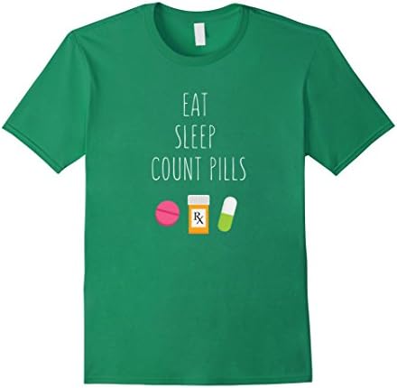 Men's Eat Sleep Count Pills t-shirt for Pharmacists Medium Kelly Green
