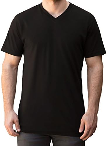 V Neck T Shirts for Men Short Sleeve 100% Cotton Black White S-XL Plyn Apparel (Black, XL)