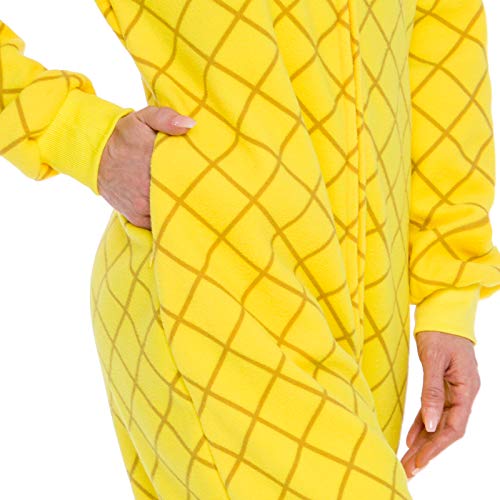 Silver Lilly Slim Fit Pineapple Costume - Adult One Piece Cosplay Novelty Pajamas (Yellow, Large)