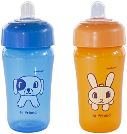 Bambinos Animal Pals 2 Piece Sippy Cup, Blue/Orange, 14 Ounce