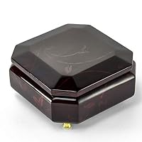 Stunning Burgundy Music Box, Musical Jewelry Box with Small Compartment, Wedding Gifts for Bride, for Women with Artistic Floral Motif - 400+ Song Selection