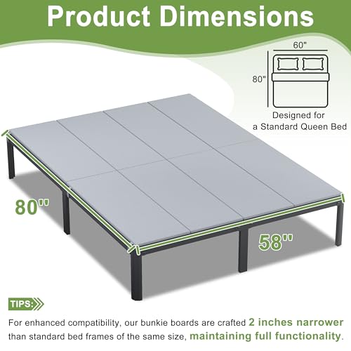 Yicensen Queen Bunkie Board, Heavy Duty Bunkie Board Queen, Bed Support, Moisture-Resistant, Anti-Slip, Breathable, Grey