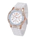 Women's White Rose Gold Chronograph Silicone with