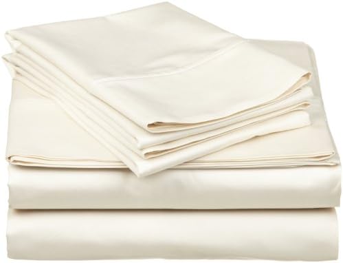 Thread Treasure Premium 1000 Thread Count 100% Egyptian Cotton Ultra Soft 4 Piece Bed Sheet Set , Queen , Ivory , Solid 1000TC Fits Mattress Upto 15'' Deep Pocket