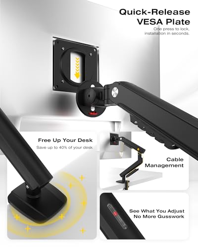 NB Ergonomic Supporto per monitor da 17 a 32 pollici, braccio monitor carico fino a 9 kg | Molla meccanica, installazione rapida del pannello | VESA 75 & 100 mm A5