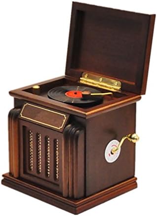Birthday and Valentine’s Day Gifts Innovative Retro Realistic Gramophone Agathis Wooden Music Box (La Vie en Rose)