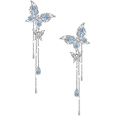 Delicate butterfly fringe chain earrings Stylish women's earrings temperament of women accessories
