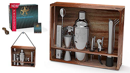VinoYes Cocktail Shaker Set – 16 Teiliges Premium Profi Bar Werkzeug