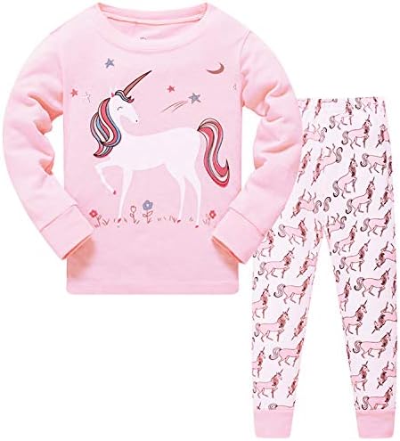 Girls Pajamas Long Sleeve Jammies 2 Pieces Clothes PJs Set Children Sleepwear Size 2-8T