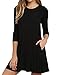 VIISHOW Women's Long Sleeve Casual Loose T-Shirt Dress Black,Medium