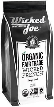 Wicked Joe Organic Coffee Fair Trade Organic Whole Bean, French, 2 Pound