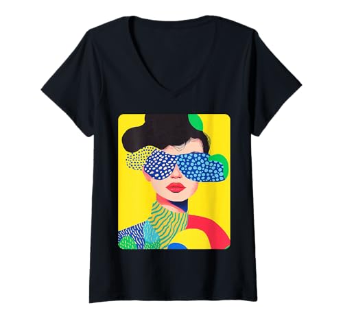 Women's Colorful Feminine Fashion Designer V-Neck T-Shirt