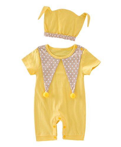 May's Baby Toddler Cuddly Clown Costume Short Sleeves Rompers Onesie with Hat