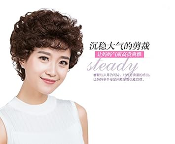 Amazon Com Middle Aged With Short Hair Wig Mom Real Hair Wigs