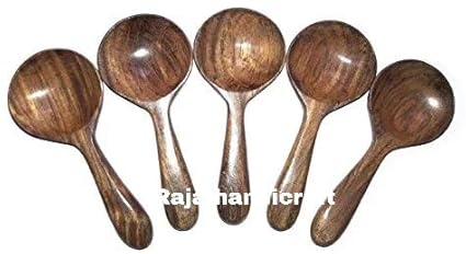 Raja handicraft Wooden Small Sisam Masala Spoon - Set of 5