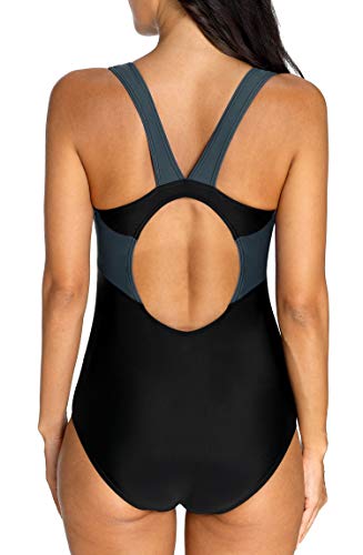Charmo-Damen-Sportlicher-Einteiler-Badeanzug-Racer-Back-Schwimmanzug-Figuroptimizer-Bademode-mit-Polsterung
