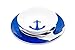 Camco Blue and White Nautical Design 12 Piece Dishware Set- Includes Marine Style Plates and Bowls | Perfect Boating, Sailing, Fishing, The Beach and More | Melamine Material -(41951)