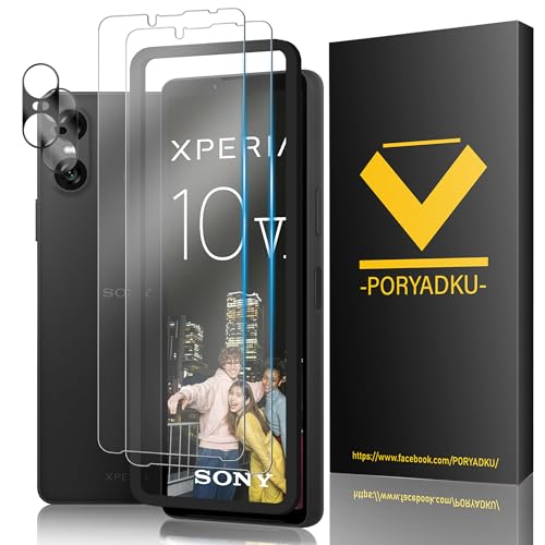Arae 2+2 Pack Tempered Glass For Sony Xperia 10 VI Screen Protector[6.1 Inch]+ Camera Lens Protector, Anti-Bubble, Fingerprint Compatible with Xperia 10 VI Glass Screen Protector