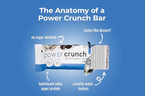 Power Crunch Protein Bars, High Protein Snacks with Delicious Taste, Cookies and Crème, 1.4 Ounce (12 Count)