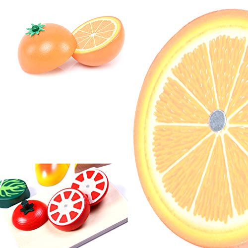 image for Fstop Labs 30 Pieces Set Pretend Play Wooden Food, Cutting Cooking Foo