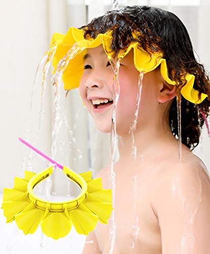 Baby Silicone Shampoo Shower Bathing Cap, Adjustable Shower Cap Kids, Infants Soft Protection Funny Safety Visor Cap for Toddler Children Yellow (Yellow)