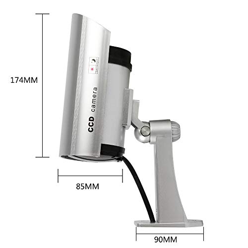 Fake Dummy Security Camera, Spessn Outdoor CCTV Surveillance System Realistic Red LED Light (Silver) - Thumbnail 2