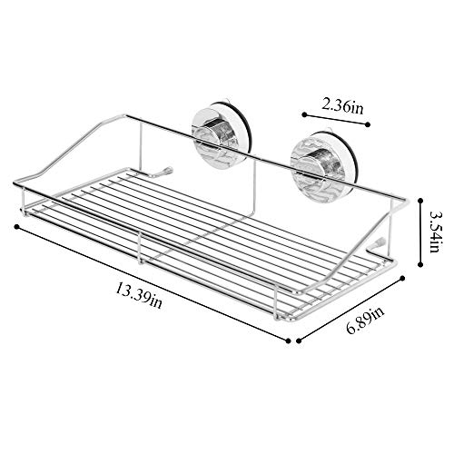 TanYoo Vacuum Suction Cup Shower Caddy Bath Shelf Storage Combo Organizer Basket for Shampoo, Conditioner, Soap, Razor Bathroom Accessories - Rustproof Stainless Steel