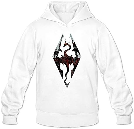 MARY Men's The Elder Cool Scrolls V: Skyrim Logo Arts Hoodies White